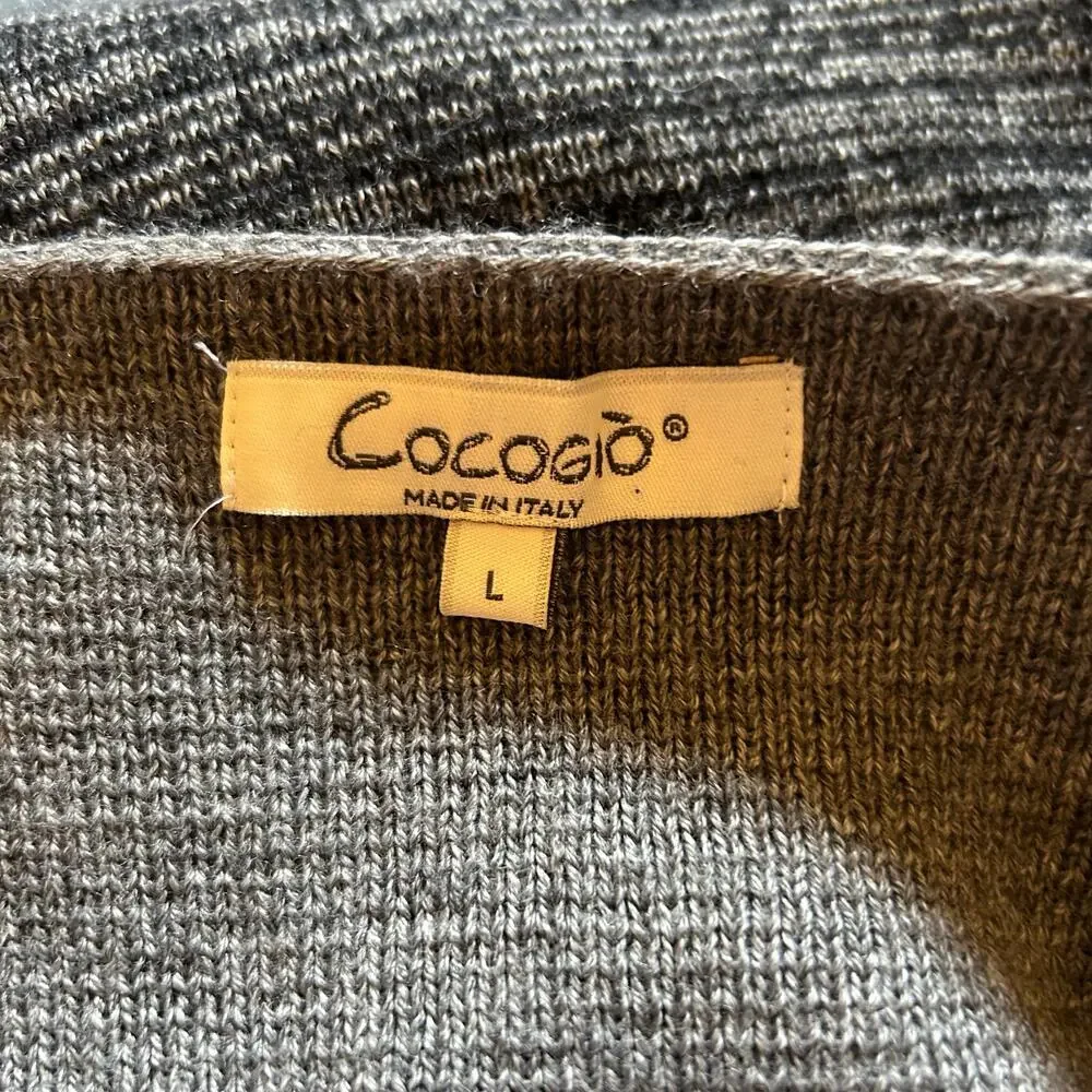 Cocogio Open Front Merino Wool Long Line Sweater Vest Cardigan Womens Large